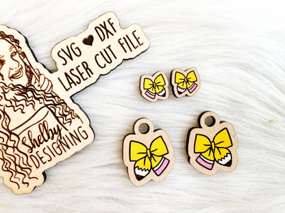 Cute Pencil Bow Stud/Dangle Earring SVG