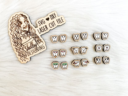 Kawaii Teeth Stud Earrings Bundle SVG
