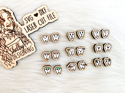 Kawaii Teeth Stud Earrings Bundle SVG