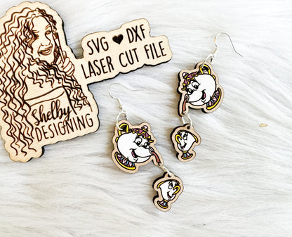 Mrs. Potts & Chip 2 Piece Dangle Earrings