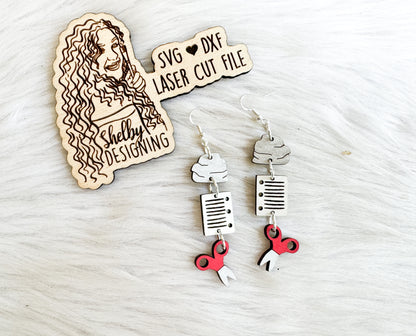 Rock Paper Scissors Dangle Earrings SVG