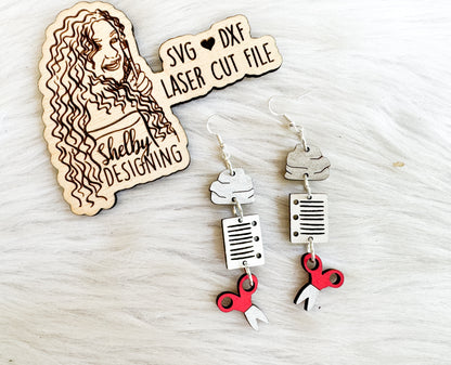 Rock Paper Scissors Dangle Earrings SVG