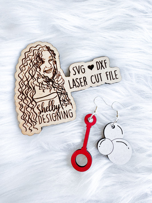 Bubbles & Wand Dangle Earring SVG DXF Digital File