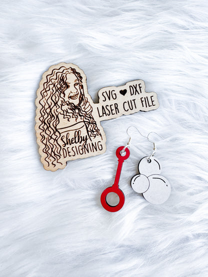 Bubbles & Wand Dangle Earring SVG DXF Digital File