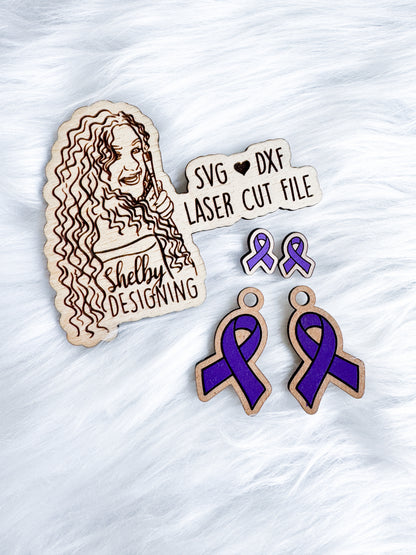 Ribbon Awareness Stud/Dangle Combo SVG DXF Digital File