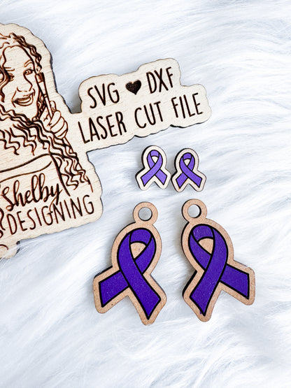 Ribbon Awareness Stud/Dangle Combo SVG DXF Digital File
