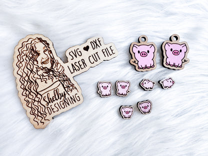 Lil Piggies Stud AND Dangle Combo Trio SVG DXF Digital File