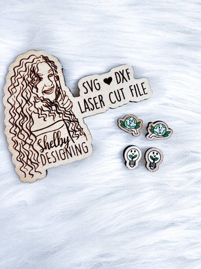 Earth Day Stud Earrings Duo SVG DXF Digital File