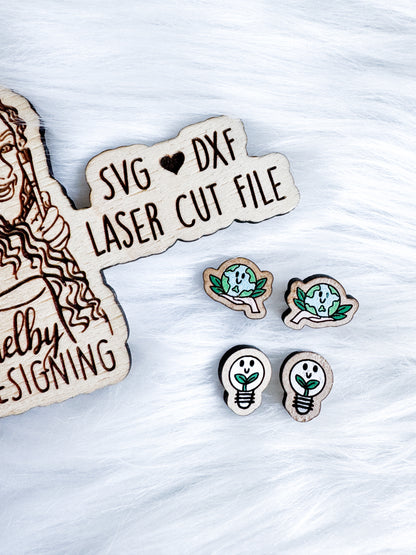 Earth Day Stud Earrings Duo SVG DXF Digital File
