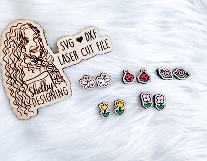 Spring Critters Stud Earrings Set SVG DXF Digital File