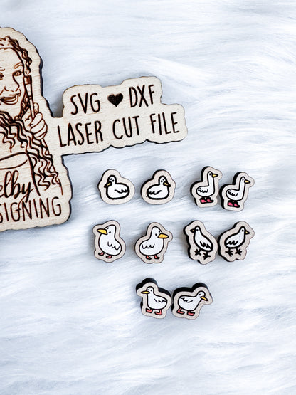 Silly Goose Stud Earrings Bundle SVG DXF Digital File