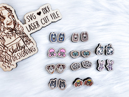 Bluey & Friends Head Stud Earring Bundle SVG DXF Digital File