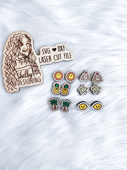 Kawaii Beach Summer Stud Earring Bundle SVG DXF Digital File