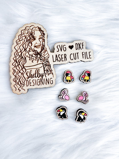 Baby Bird Stud Earrings Trio SVG DXF Digital File