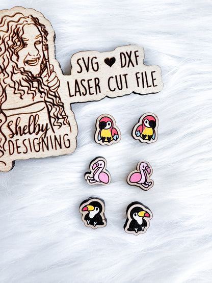 Baby Bird Stud Earrings Trio SVG DXF Digital File