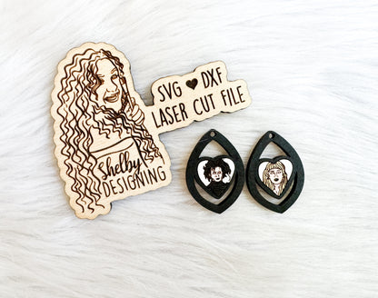 Edward Scissorhands & Kim Dangle Earrings SVG