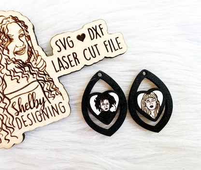Edward Scissorhands & Kim Dangle Earrings SVG