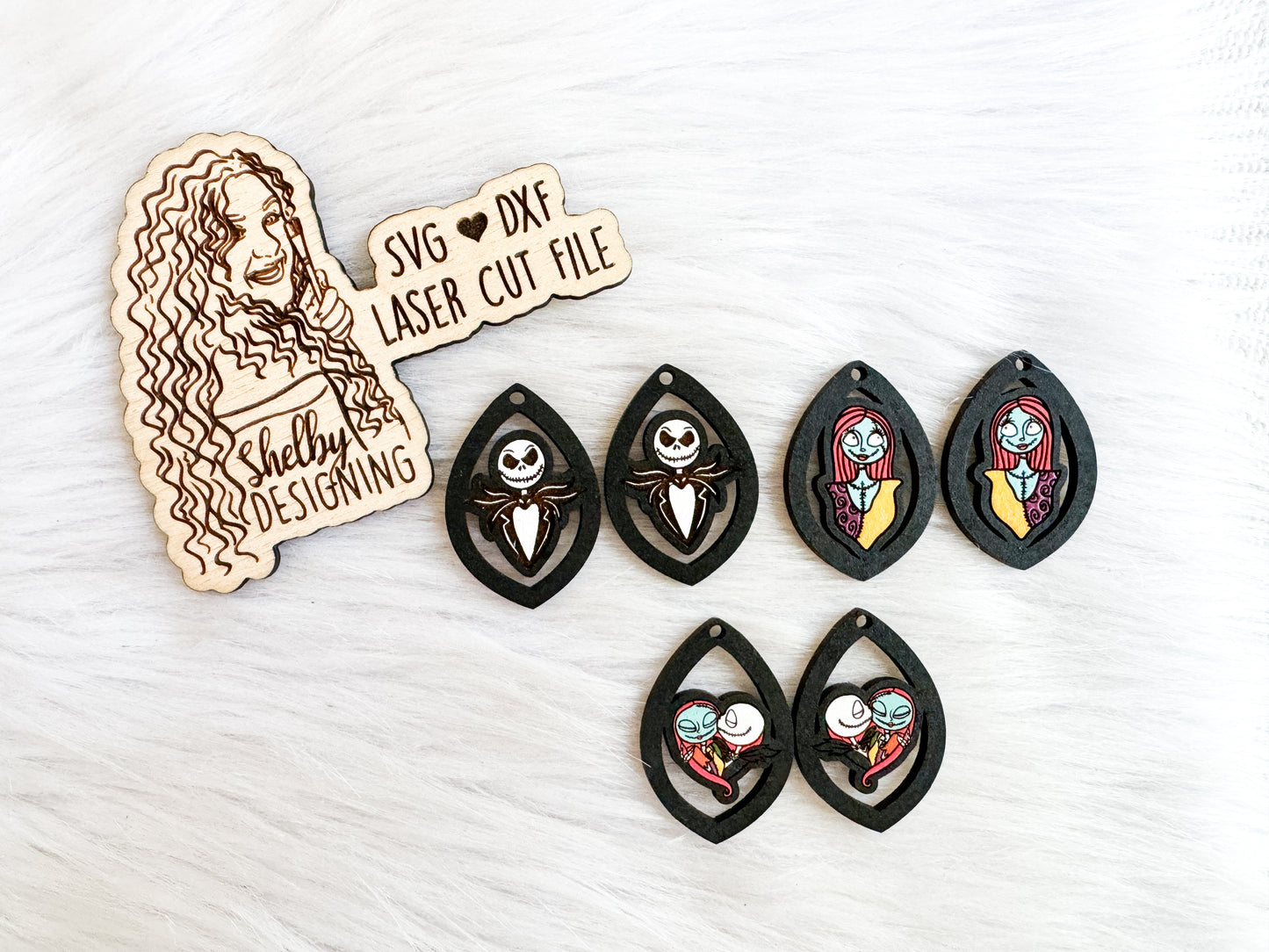 Jack & Sally Teardrop Dangle Earring Trio SVG