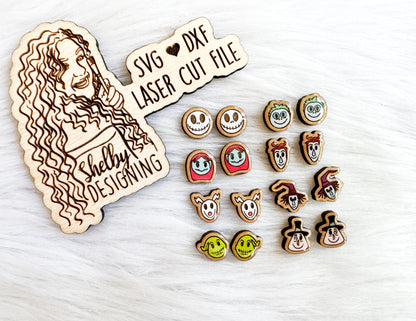 Nightmare B4 Xmas Character Stud Bundle Earrings SVG