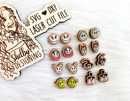 Nightmare B4 Xmas Character Stud Bundle Earrings SVG