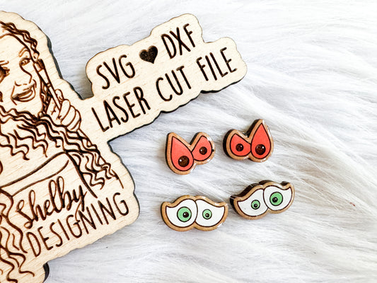 Spooky Eyeballs Stud Earring Duo SVG