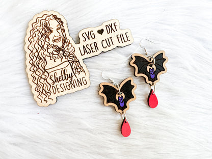 Bat & Blood 2 Piece Dangle Earrings SVG