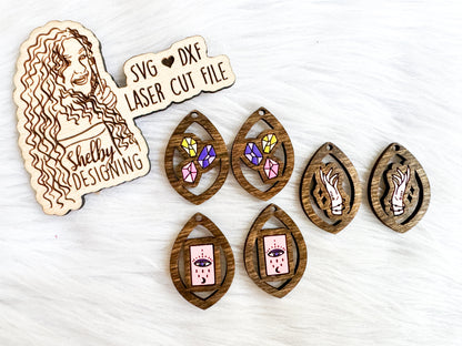 Tarot Card Mystical Teardrop Earring Trio SVG