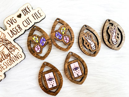 Tarot Card Mystical Teardrop Earring Trio SVG