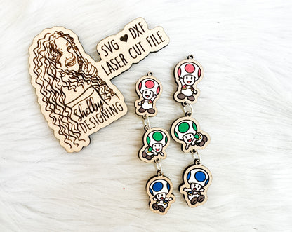 Triple Toad 3 Piece Dangle Earrings SVG