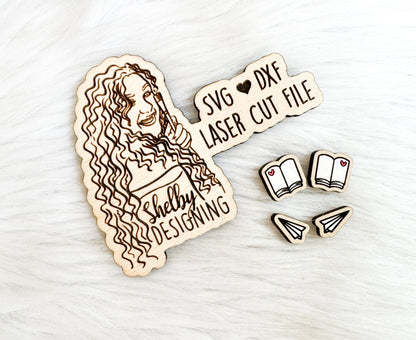 Paper Airplane & Book Stud Earrings Duo SVG