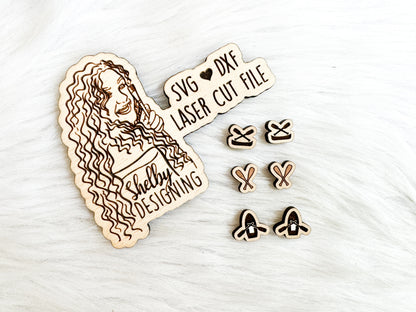 Kayaking Oars Stud Earring Trio SVG