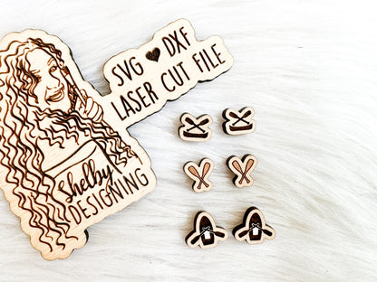 Kayaking Oars Stud Earring Trio SVG