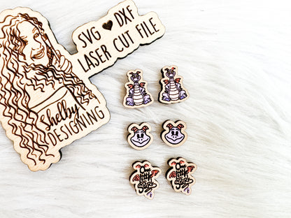 Figment Dragon Stud Earring Trio SVG