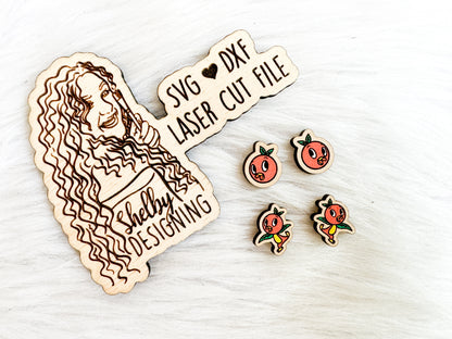 Orange Bird Stud Earring Duo SVG