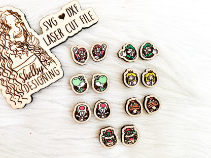 Super Mario Bros Circle Stud Earring Bundle SVG