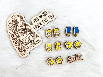 The Simpsons Inspired Character Stud Earrings Bundle SVG