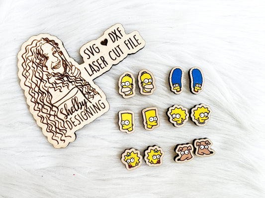 The Simpsons Inspired Character Stud Earrings Bundle SVG