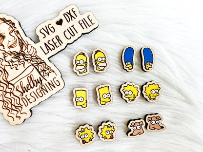 The Simpsons Inspired Character Stud Earrings Bundle SVG