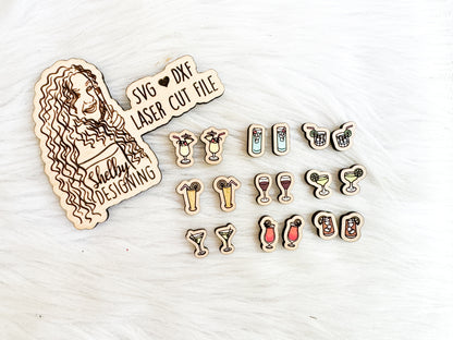 Drinks Cocktail Hour Stud Earrings Bundle SVG