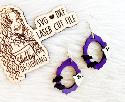 Spooky Frame Layered Dangle Earrings SVG