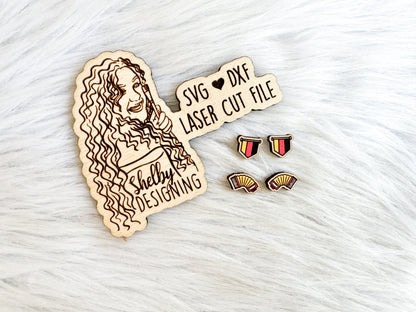 German Flag & Accordion Stud Duo Earrings SVG