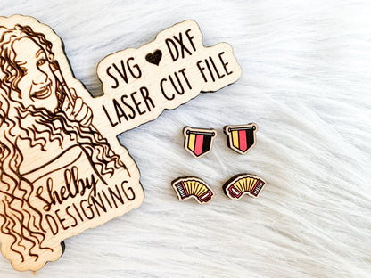 German Flag & Accordion Stud Duo Earrings SVG