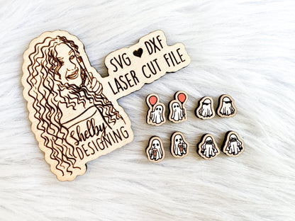 Cute Trendy Ghost Studs Earrings Set SVG