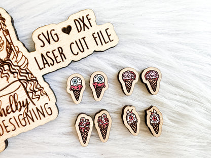 Spooky Ice Cream Cones Stud Earrings Set SVG