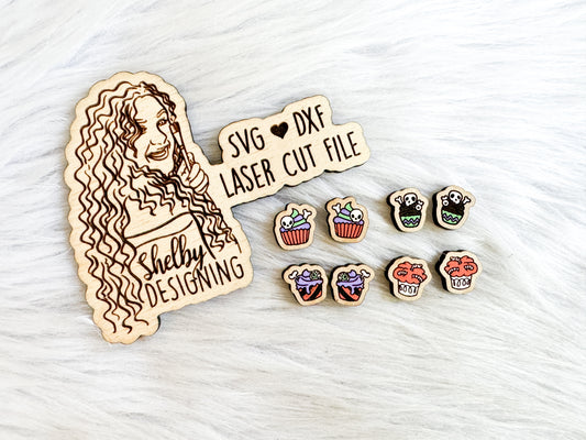 Spooky Cupcakes Stud Earrings Set SVG