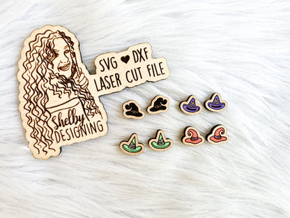 Witch Hat Stud Earrings Set SVG