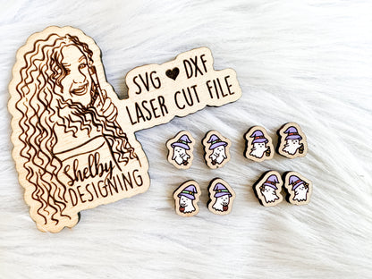 Kawaii Ghost Witch Stud Earrings Set SVG