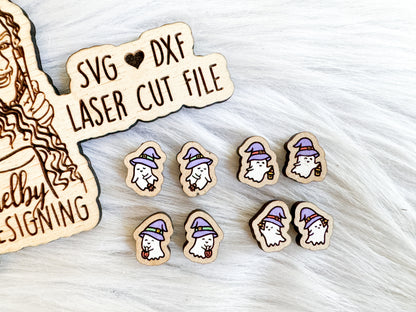 Kawaii Ghost Witch Stud Earrings Set SVG
