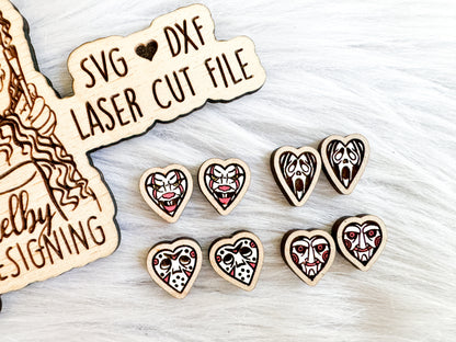 Heart Horror Movie Stud Earrings Set SVG