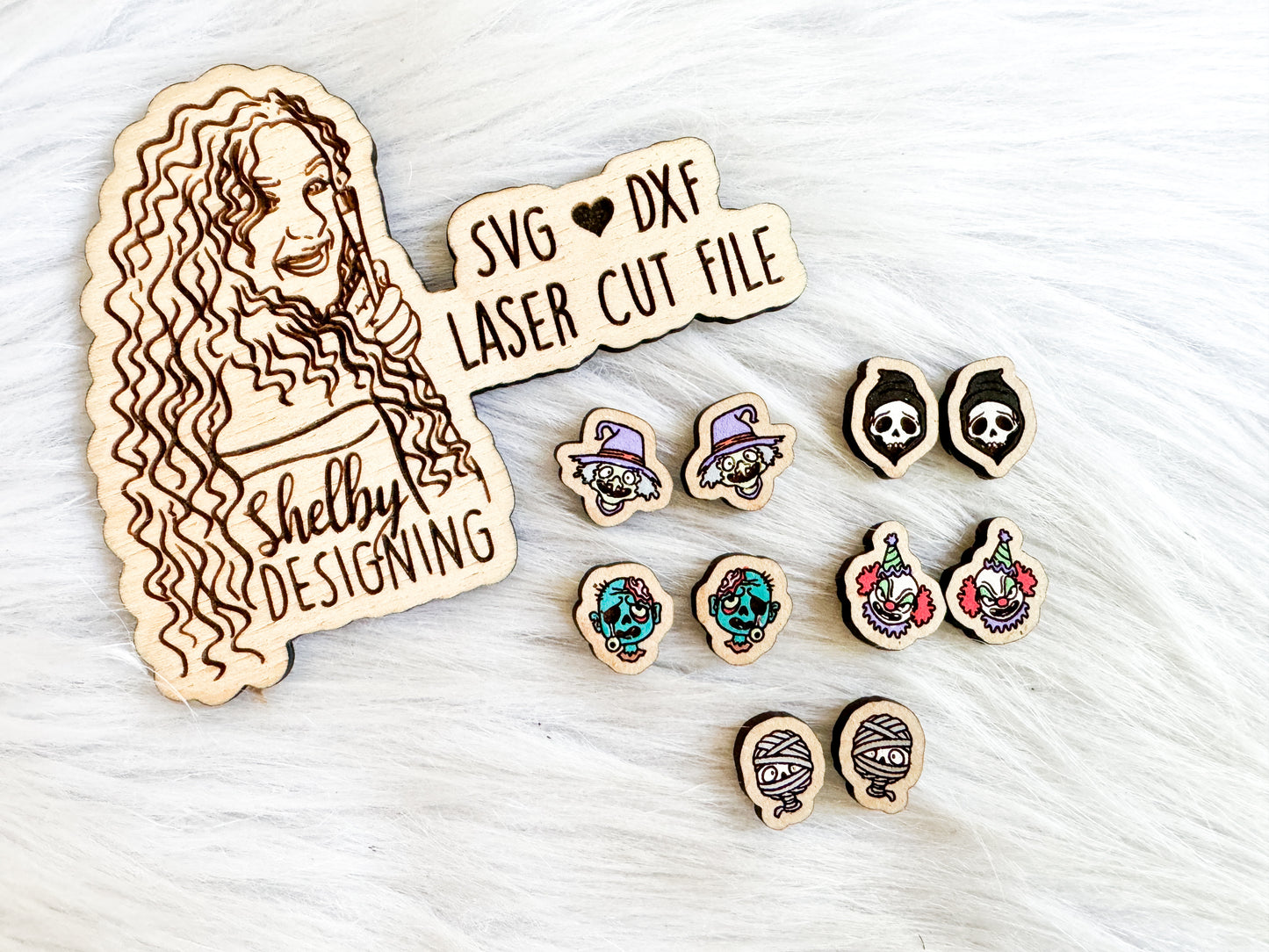 Halloween Monsters Head Stud Earring Bundle SVG